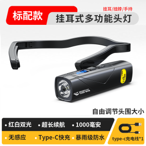 New 2025 Headlamp Ear Hanging Style Headwear Sports Night Fishing Strong Light Ultra Bright Outdoor Climbing Night Running