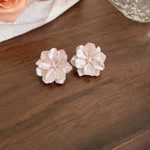 Acrylic White Camellia Flowers Stud Earrings for Women Fashion Temperament Fairycore Earring Party Wedding Jewelry Wholesale K-