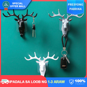 【Home Wall Decoration】Creative Deer Design Wall Mounted Hanging Hooks Animal Shaped Key Holder Organizer No-drill Door Closet Hanger