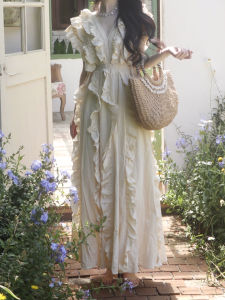 Bohemian Style Cotton Linen Dress Beautiful Holiday Wind Long Skirt Spring Summer Autumn Season V Neck Sleeveless Big Swing Skirt