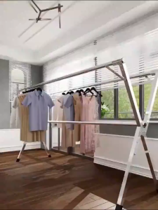 ราวตากผ้าสแตนเลสพับได้ 240cm แข็งแรงทนทาน กันสนิม น้ำหนักเบา ยืดหดได้