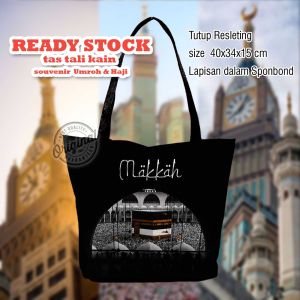 tas totebag tali kain wanita printing motif Makkah/Madinah/Al aqsa/Dubai oleh-oleh haji dan umroh