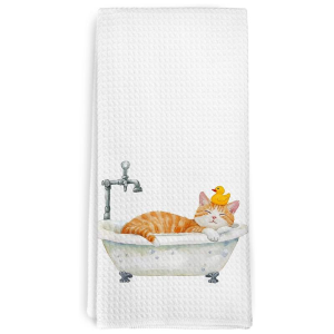 1 Piece of Interesting Orange Tiger-Striped Print Kitchen Towel Dish Towel Hand Towel Kitchen Decorative Towel Neighbor Gift Sweet Housewarming Gift for Friends Mom Gift Friend Birthday Gift