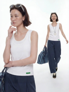 Layered Dual-Neck Ribbed Stretch Camisole