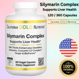California Gold Nutrition Silymarin Complex 120 / 360 Veggie Capsules Milk Thistle Extract Plus Dandelion Artichoke Curcumin C3 Complex Ginger and BioPerine