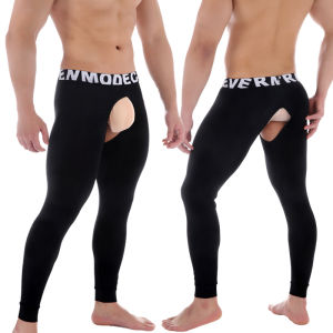 กางเกงเซ็กซี่ของผู้ชายกางเกงกางเกงลองจอห์นสมัยนิยมชุดลองจอนแบบเปิดเป้ายืดหยุ่นได้