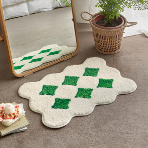VIKAMA Korean Style Plush Carpet Non-Slip Water Absorption Bathroom Mat Bedroom Dressing Table Foot Pad Home Decoration