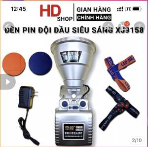 Đèn pin đội đầu led siêu sáng Xj 9158 chiếu xa 500-1000m kèm choá xanh và choá vàng