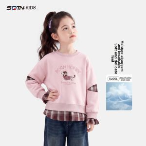 SQTN.KIDS | Fashionable Casual Faux Layered Girls Sweatshirt