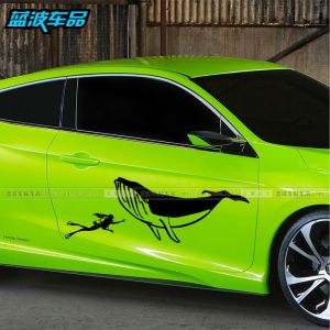 Whale Diver Stickers Beauty Reflective Car Sticker Waterproof and Sun Protection Scratch Cover Luggage Trolley Case Stickers