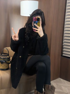 YUFUQING | Double-Button Lamb Fur Jacket Womens Autumn Winter New Style Loose Versatile Mid-Length Black Furry Coat Women