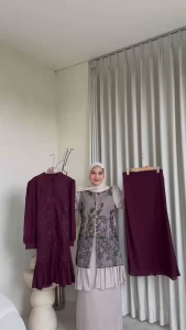 SAHWA SET BAHAN CERUTY ( TUNIK+ROK ) SETELAN WANITA KONDANGAN MEWAH ELEGAN