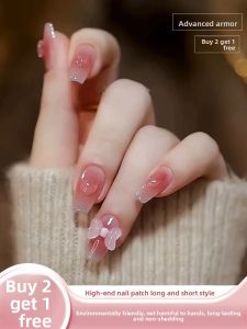MONLEYTA | Fall Winter Short Worn False Nails Professional Nude Color Finished Product Nail Stickers Easy To Wear Nail Art Patch