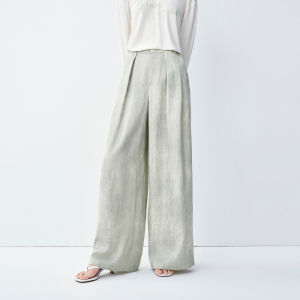 PEACEBIRD | Summer Loose Fitting Satin Wide Leg Trousers