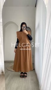 HELGA SET - FLOTTILICIOUS / Baju Setelan Wanita Rok & Vest Polos Tali Samping  Fashion Wanita Kekinian Baju Kerja Casual