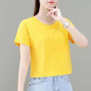 เสื้อยืดแขนสั้นผู้หญิง ทรงสลิมฟิต ลำลอง สวมใส่สบาย ทรงเอวสูง แฟชั่น พิมพ์ลาย ทรงสั้น เสื้อผ้าสำหรับใส่ทำงาน ผ้าเช็ดหน้า ฤดูร้อน 2023