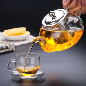 Thickened Transparent Heat Resistant High-Temperature Glass Teapot Big Small Filtering Cooking Scented Tea Brewing Kung Fu Black Tea Teaware Suit For Home