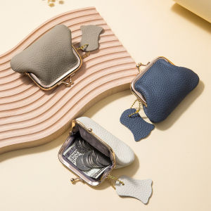 Genuine Genuine Leather Mini Coin Bag Retro Style Clip-on Design First Layer Cowhide Material Create Exquisite Small Storage Bag