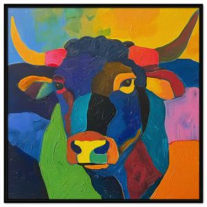 Tranh trừu tượng con trâu phong cách pop art tranh treo tường dán tường trang trí phòng khách nội thất. CGI-640