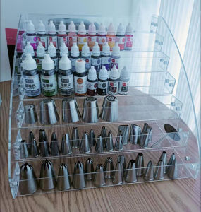 Acrylic Cake Decorating Tips Baking Box Food Colorings Stand Multi-layered Candles Holder for Bakery Shop Transparent Display