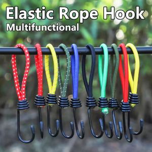 5PCS Tent Elastic Rope Cord Hook Versatile Outdoor Camping Canopy Tarp Tent Fixing Cord String Carabiner Hooks Accessories