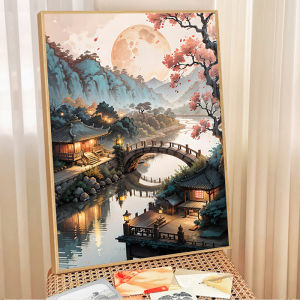 Modern Minimalist Diamond Painting Outdoor Peach Blossom Land Small Bedroom Handmade Tile Adhesive Cross Stitch Artwork