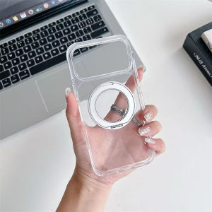 Clear Magnetic Case for iphone 18 17 16 15 14 13 12 Pro Max 360 Rotating Metal Mount Cover Transparent Back Protective Shell