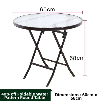 AYIJIE | Folding Tempered Glass Dining Table Portable Weather Resistant