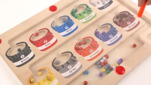 Mainan Edukasi Papan Magnetik Berhitung Magnetic mazes game Mainan Sorting Warna Magnet Kayu /klasifikasi Warna Maze