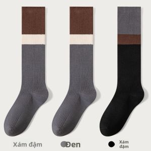 MiiOW | Tất dài đến bắp chân Catman màu khối cho nữ mùa thu đông tất cao cổ dày dặn bằng nylon giữ nhiệt chống stress