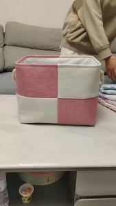 1pc Home Supplies Sundries Sorting Basket Linen Large Capacity Laundry Basket Foldable Toys Snacks Storage Basket with Handle