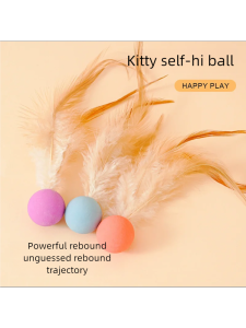 Funny Cat Elastic Ball Toy Interactive Balls Pet Supplies Feather Football Toys Dog Playthings Kitten
