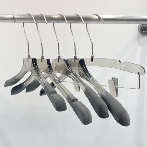 Acrylic Transparent Clothing Hangers for Children And Adults Velvet Coated Grey Clothes Hanger for Clothing Stores