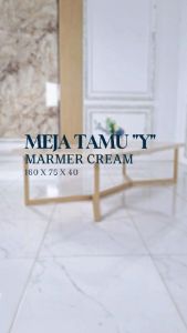 Meja Tamu Y Gold Top Marmer Krem: Desain Elegan & Berkualitas Tinggi