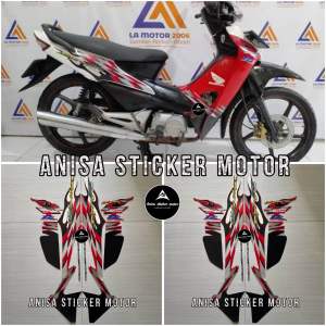 STIKER STRIPING LIS LES BODY HONDA SUPRA FIT R 2006 API HITAM MERAH