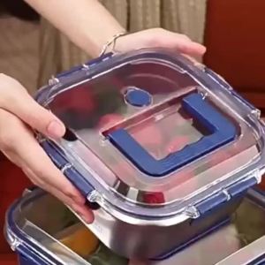 316 Stainless Steel Fresh Keeping Box with Lid Food Storage Container Lunch Box Portable Thickened Food Grade Material Fresh-keeping High Temperature Resistant Refrigerator Storage Sealed Box Picnic Box Bento Box Large Capacity Refrigeration Heatable
