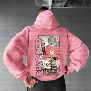 One Piece Chopper Pink Hoodie Men Women Autumn Winter Loose Casual Streetwear Running Fitness Anime Sweatshirt with Cute Print