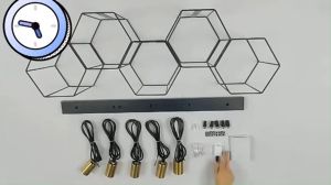 Pendant Light 5 Head Iron Frame Hexagon Chandelier Vintage American Geometric Iron Lampshade Steel Cage Ceiling Drop Light Home Decorative Industrial Nordic Hang Light For Living room Restaurant Bedroom Office Bar Cafe Lighting