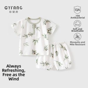 CAIYINGFANG | Cotton Summer Sleepwear Set for Babies Short Sleeve Shorts Home Wear
