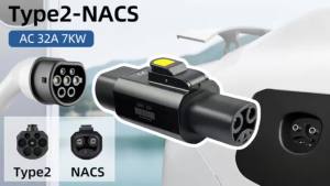 Bộ Chuyển Đổi EVqiaoyi 32A 7kW Type 2 Sang NACS Để Sử Dụng Với Bộ Sạc Type 2 Để Sạc Xe Tesla Model 3/Y/S/X