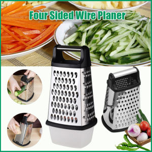 Stainless Steel Heavy Duty Kitchen Box Grater with Detachable Storage Container in White Perfect for Parmesan Cheese Vegetables Ginger with Lemon Zester
