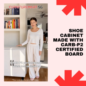FurnitureMartSG Flynn Shoe Cabinet CARB-P2 Certified Board w/ Fully Laminated Back Panel