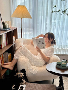 Ladies Casual Lamb Velvet Sofa Chair for Balcony Living Room Single Person Seat Cream Style Home Furniture Leisure Chair