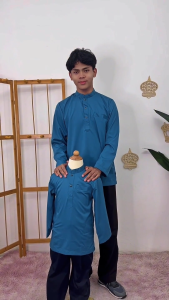 ☆ Brand Sempurna ☆ New Design Baju Kurta Regular Slim Fit Cotton Warna Teal Blue Baju Raya - D024K / KD