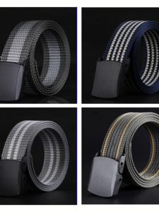 อัตโนมัติ ลื่น หัวเข็มขัดพลาสติกผ้าใบทอไนลอน หนัง เข็มขัดสําหรับเยาวชน ลำลอง น้ำหนักเบา เข็มขัด 3.8 ซม. กว้าง Single Lap