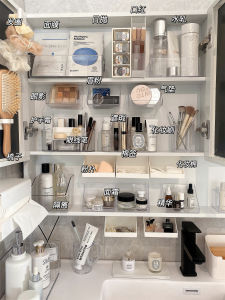 กล่องเก็บของแบบลิ้นจี่อะคริลิกสำหรับห้องน้ำ ชั้นวางเครื่องสำอาง กล่องลิปสติก กล่องเก็บของสำหรับห้องน้ำแบบโปร่งใส ชั้นวางของสำหรับเครื่องสำอาง