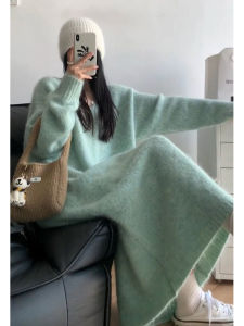 Váy Len Dệt Kim Rộng Rãi Dài Đến Đầu Gối Dày Dặn Kiểu Pháp Cho Nữ Mùa Thu Đông 2024 Mới Về Váy Midi Chữ a Cạp Cao