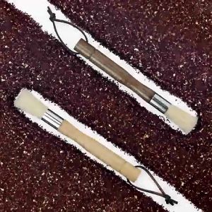 Professional Coffee Brush  Solid Beech wood and Walnut Wood handle Natural Bristle Coffee Grinder Brush Beech Handle Espresso Brush with Lanyard for Barista Coffee Cleaning Tool Barista Grade Made For Drinkers