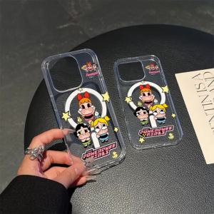 Cartoon Crybaby Girl Bubble Mart Clear Magnetic Phone Case for iPhone 11 12 13 14 15 16 Pro Max Plus 8 SE mini casing High transparency acrylic magnetic hard cover for iPhone case