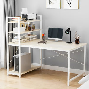 Ath โต๊ะทำงานไม้ 120CM กับโต๊ะคอมพิวเตอร์ โต๊ะมีลิ้นชัก ชั้นวาง 4 ชั้น โต๊ะคอมพิวเตอร์ขาเหล็ก สามารถใช้ในการทำงาน หรือการอัปเดตแบบที่ดี